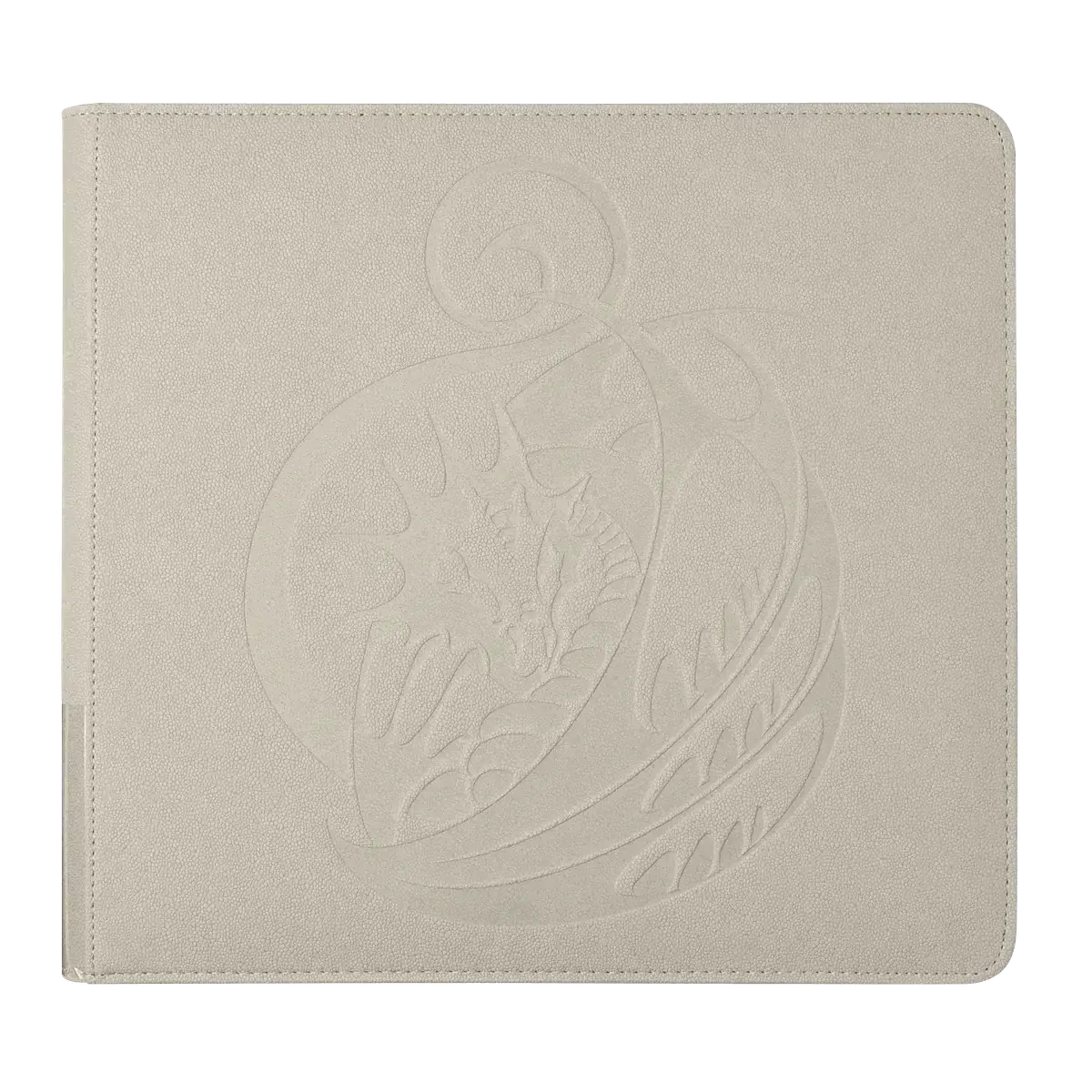 Dragon Shield Binder Zipster XL in Ashen White with embossed dragon design and durable Dragon Skin cover for secure card storage.