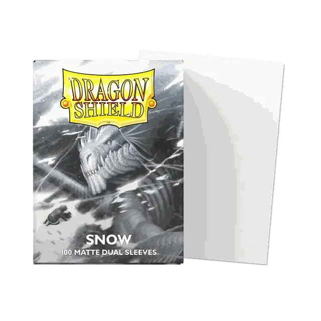 Dragon Shield Dual Matte Sleeves Snow 100 pack with transparent front and matte textured back for trading cards protection
