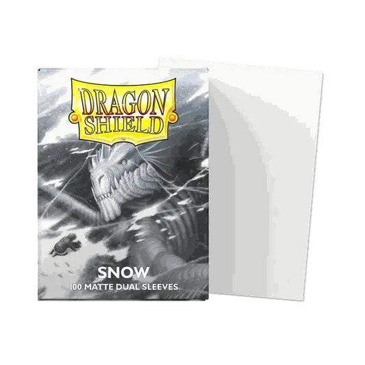 Dragon Shield Dual Matte Sleeves Snow 100 pack with transparent front and matte textured back for trading cards protection