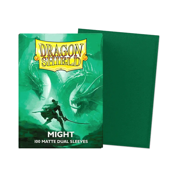 Dragon Shield Dual Matte Sleeves Might 100-pack for durable card protection with textured matte back and transparent front