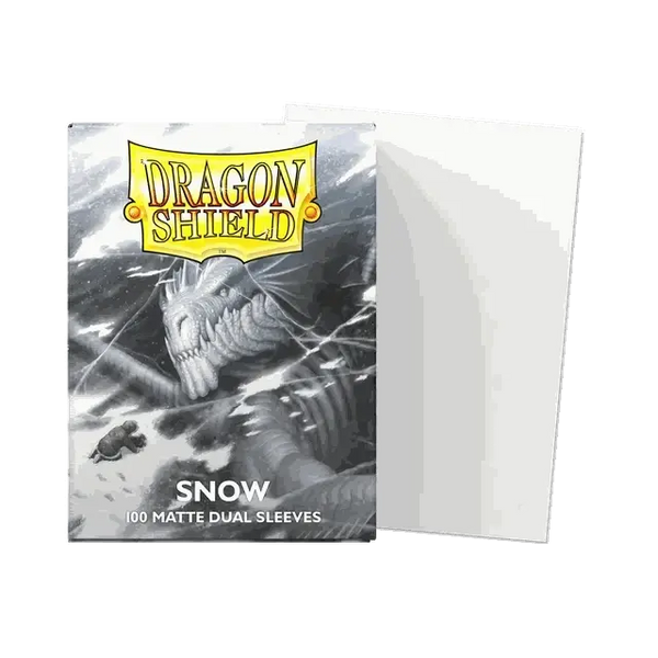 Dragon Shield Dual Matte Sleeves Snow 100 pack with transparent front and matte textured back for trading cards protection