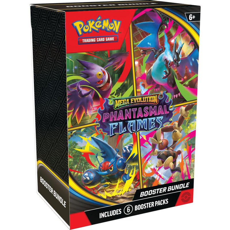 Pokémon Mega Evolution Phantasmal Flames booster bundle with 6 booster packs.